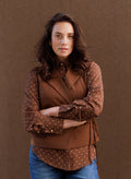 Yest Stine Wrap Front Waistcoat - Brown Melange