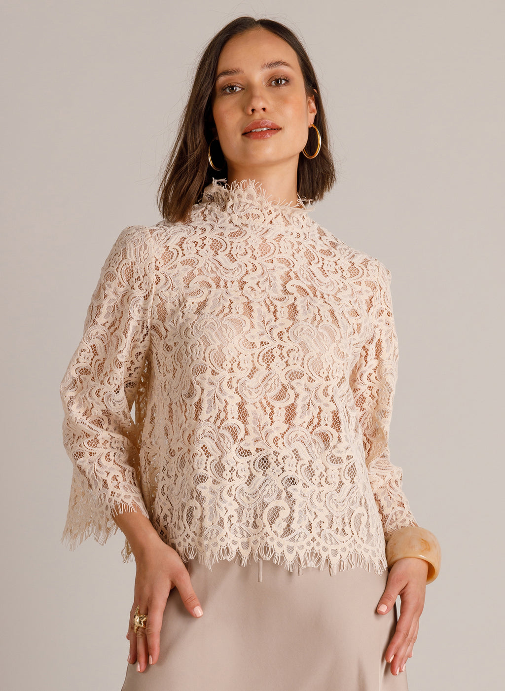 Yest Willette High Neck Lace Blouse