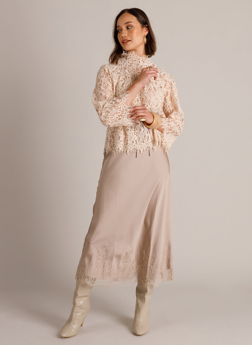 Yest Willette High Neck Lace Blouse
