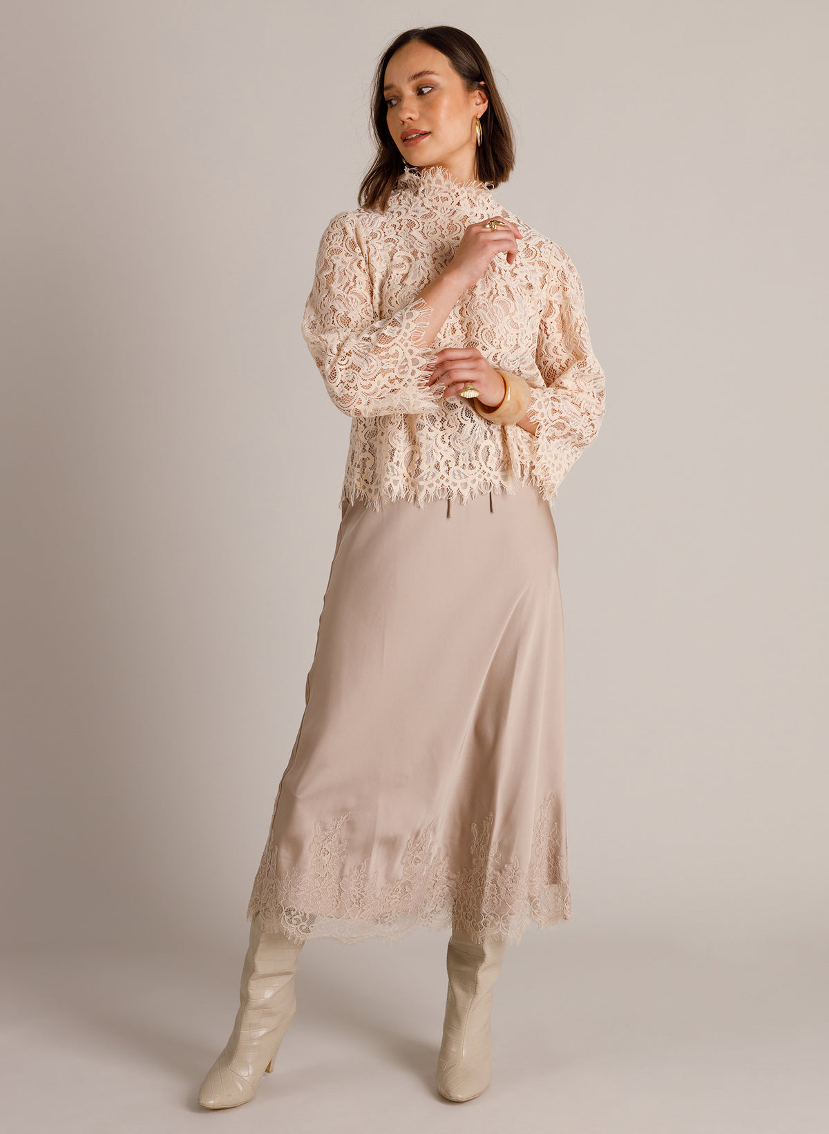 Yest Willette High Neck Lace Blouse