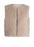 Yest Wilasia Faux Fur Textured Gilet - Pastel Grey/Beige