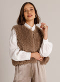 Yest Wilasia Faux Fur Textured Gilet - Taupe