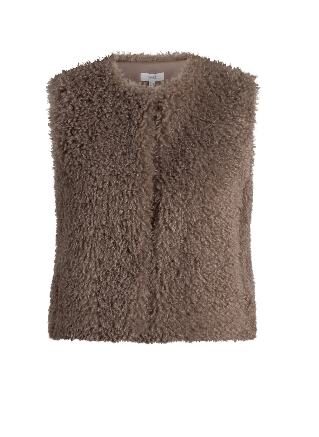 Yest Wilasia Faux Fur Textured Gilet - Taupe