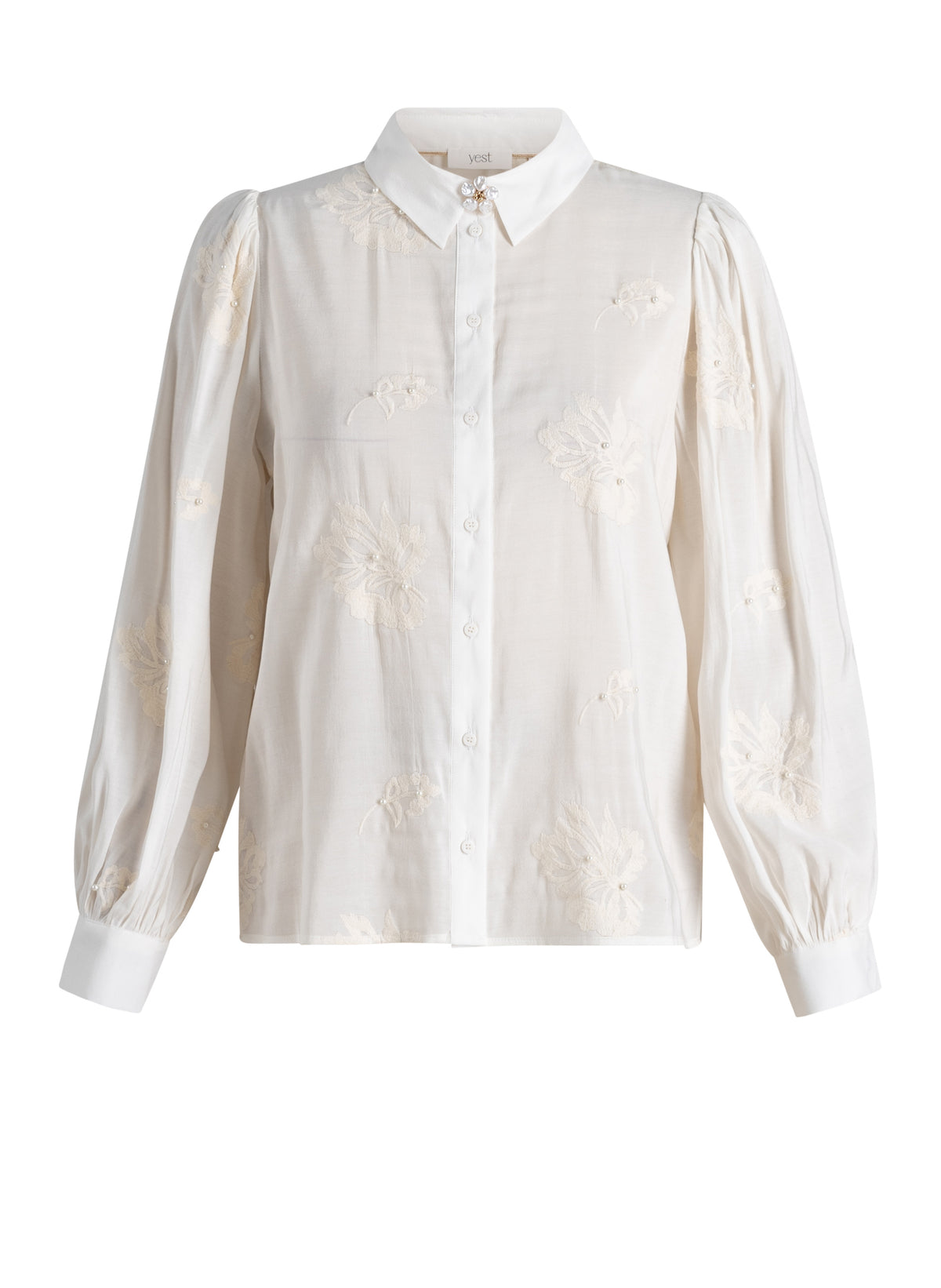 Yest Wynne Pearl Detail Floral Embroidered Blouse