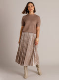 Yest Wermina Pleated Velvet Midi Skirt
