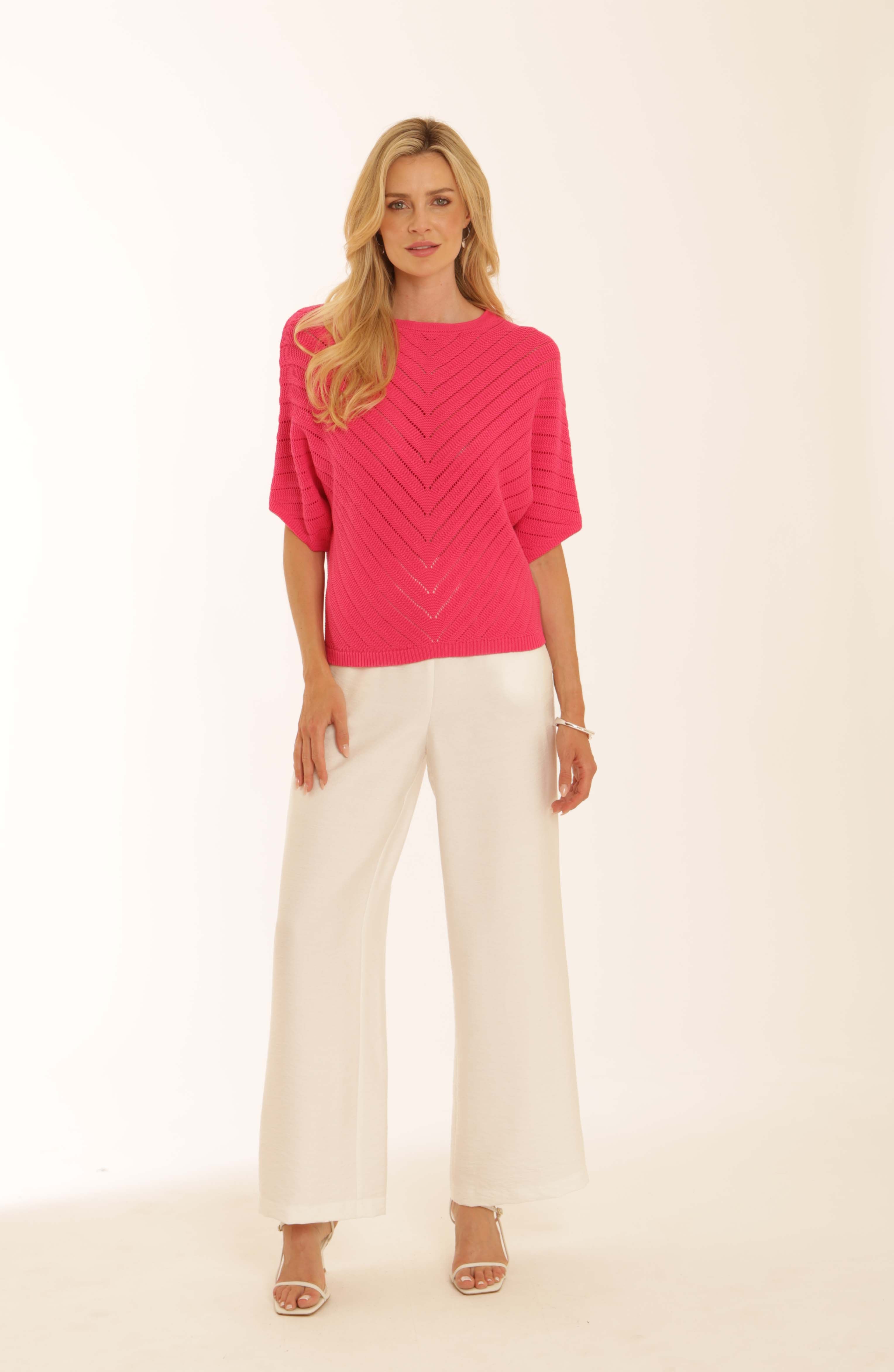 Pomodoro Cotton Chevron Lace Knit Jumper