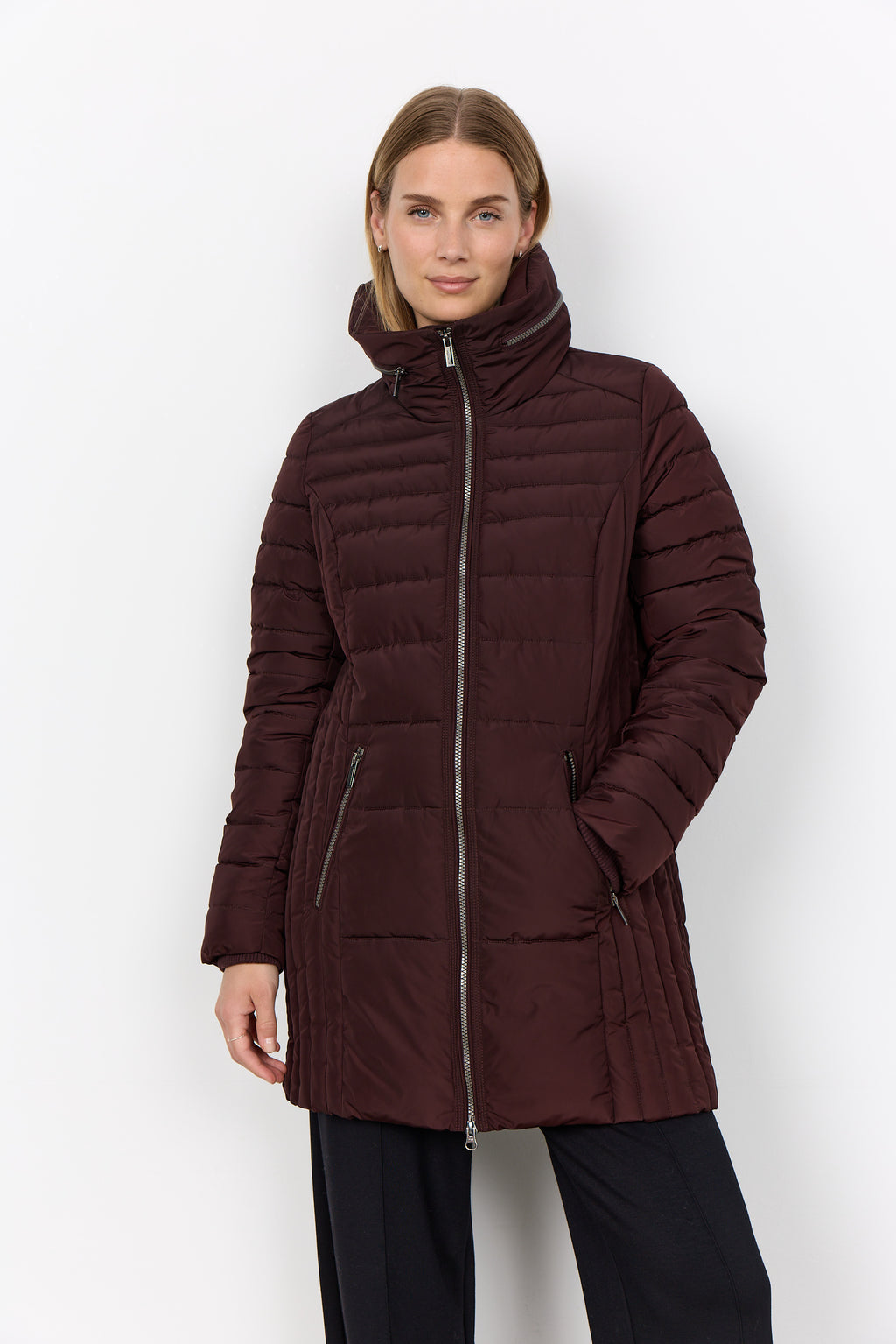 Soyaconcept Nina Zipper Detail Hooded Padded Coat