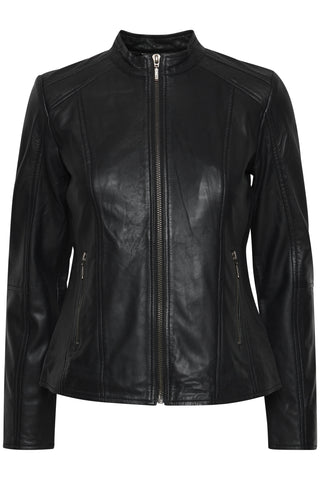 Fransa Black Leather Jacket