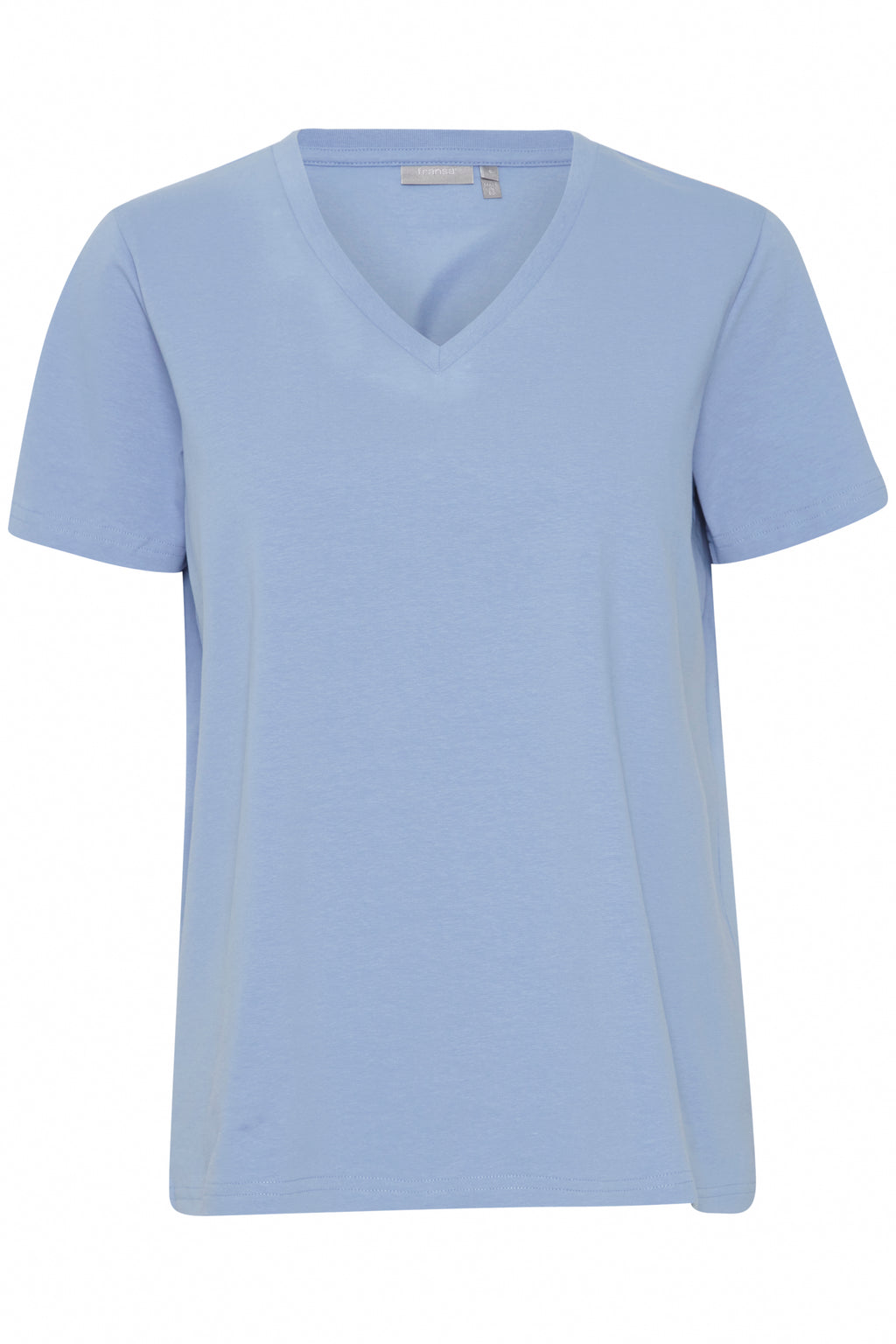Fransa Za V-Neck Cotton T-Shirt - Blue