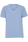 Fransa Za V-Neck Cotton T-Shirt - Blue