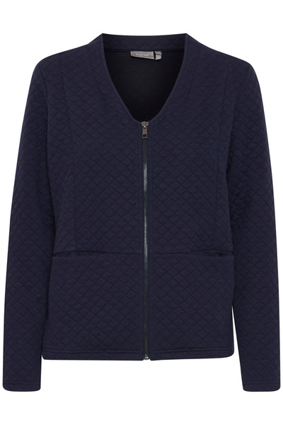Fransa V Neck Zip Up Cardi