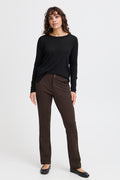 Fransa Lano Straight Leg Trousers - Brown