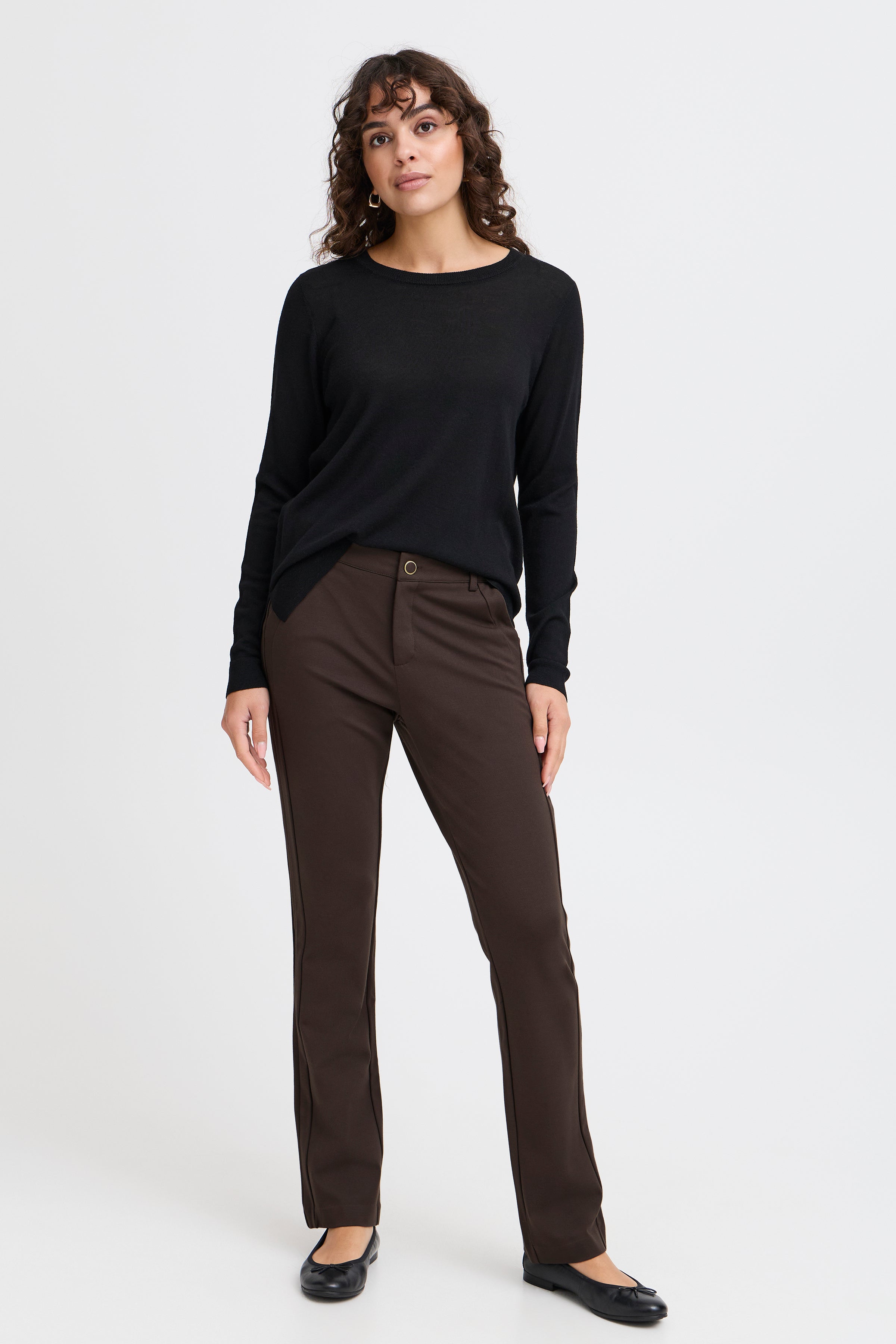 Fransa Lano Straight Leg Trousers - Brown