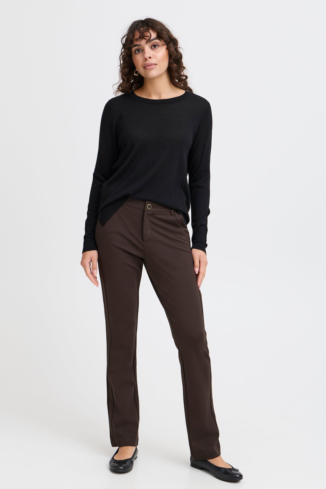 Fransa Lano Straight Leg Trousers - Brown