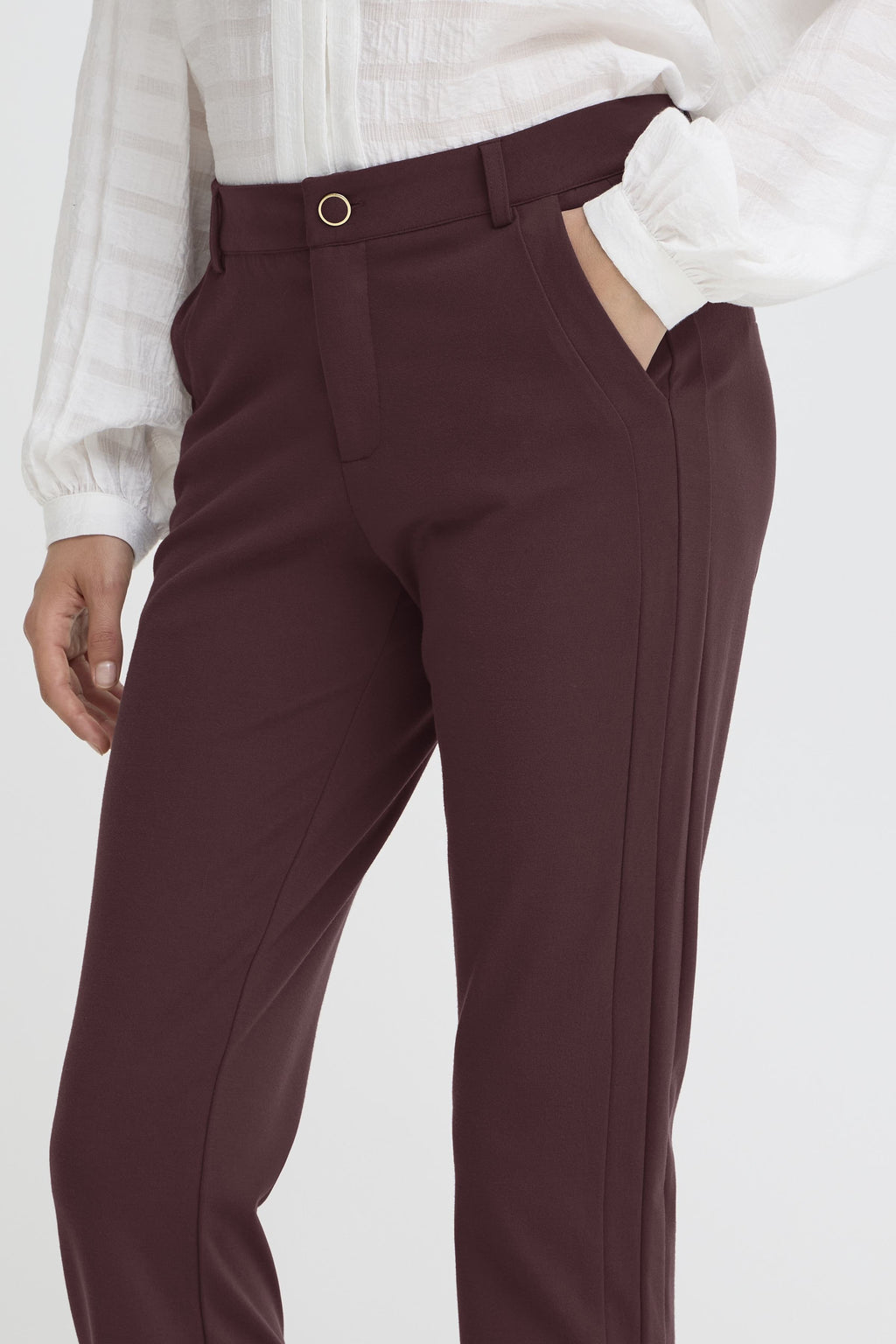 Fransa Lano Straight Leg Trousers - Port