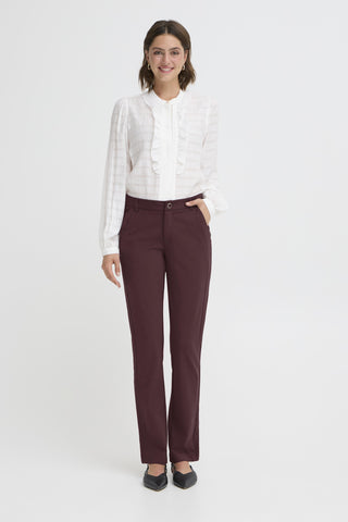 Fransa Lano Straight Leg Trousers - Port