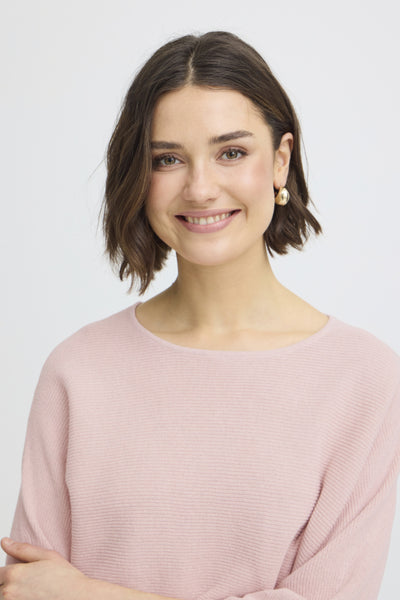 Fransa Sinja Ribbed Knit Jumper - Pale Pink