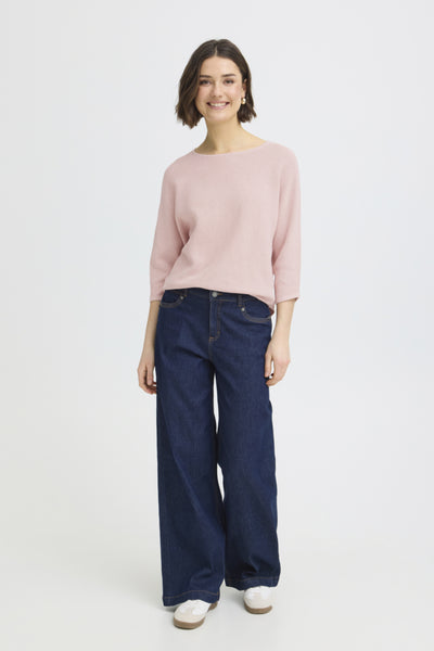 Fransa Sinja Ribbed Knit Jumper - Pale Pink