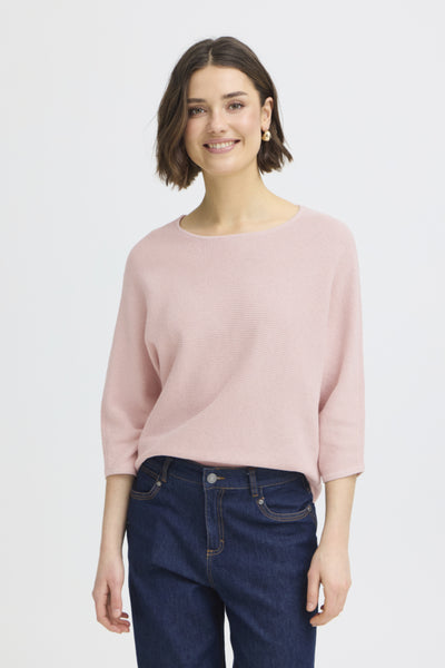 Fransa Sinja Ribbed Knit Jumper - Pale Pink