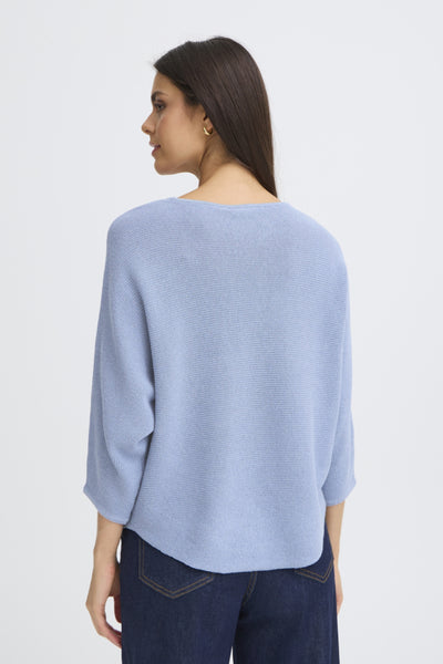 Fransa Sinja Ribbed Knit Jumper - Pale Blue