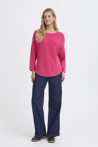 Fransa Sinja Ribbed Knit Jumper - Fuchsia