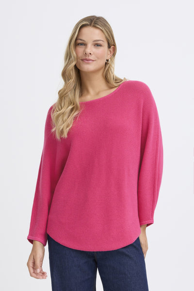 Fransa Sinja Ribbed Knit Jumper - Fuchsia