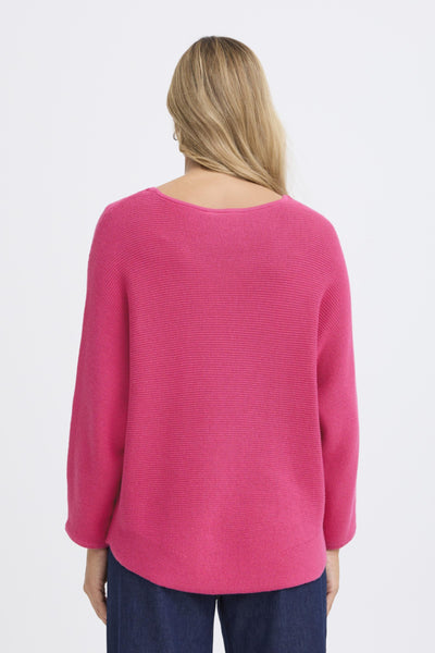 Fransa Sinja Ribbed Knit Jumper - Fuchsia