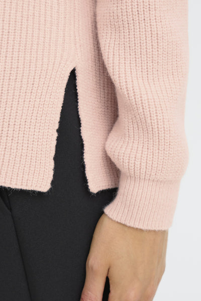 Fransa Bitte Button Front Pocket Jumper - Pale Pink