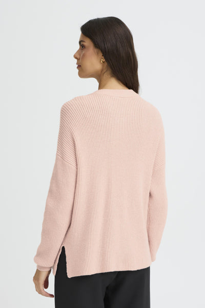 Fransa Bitte Button Front Pocket Jumper - Pale Pink