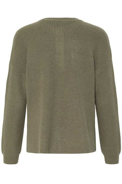 Fransa Bitte Button Front Pocket Jumper - Khaki Green