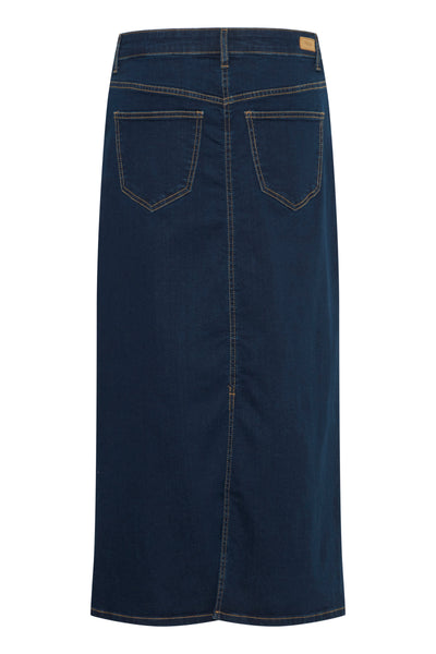 Fransa Dark Indigo Long Denim Skirt