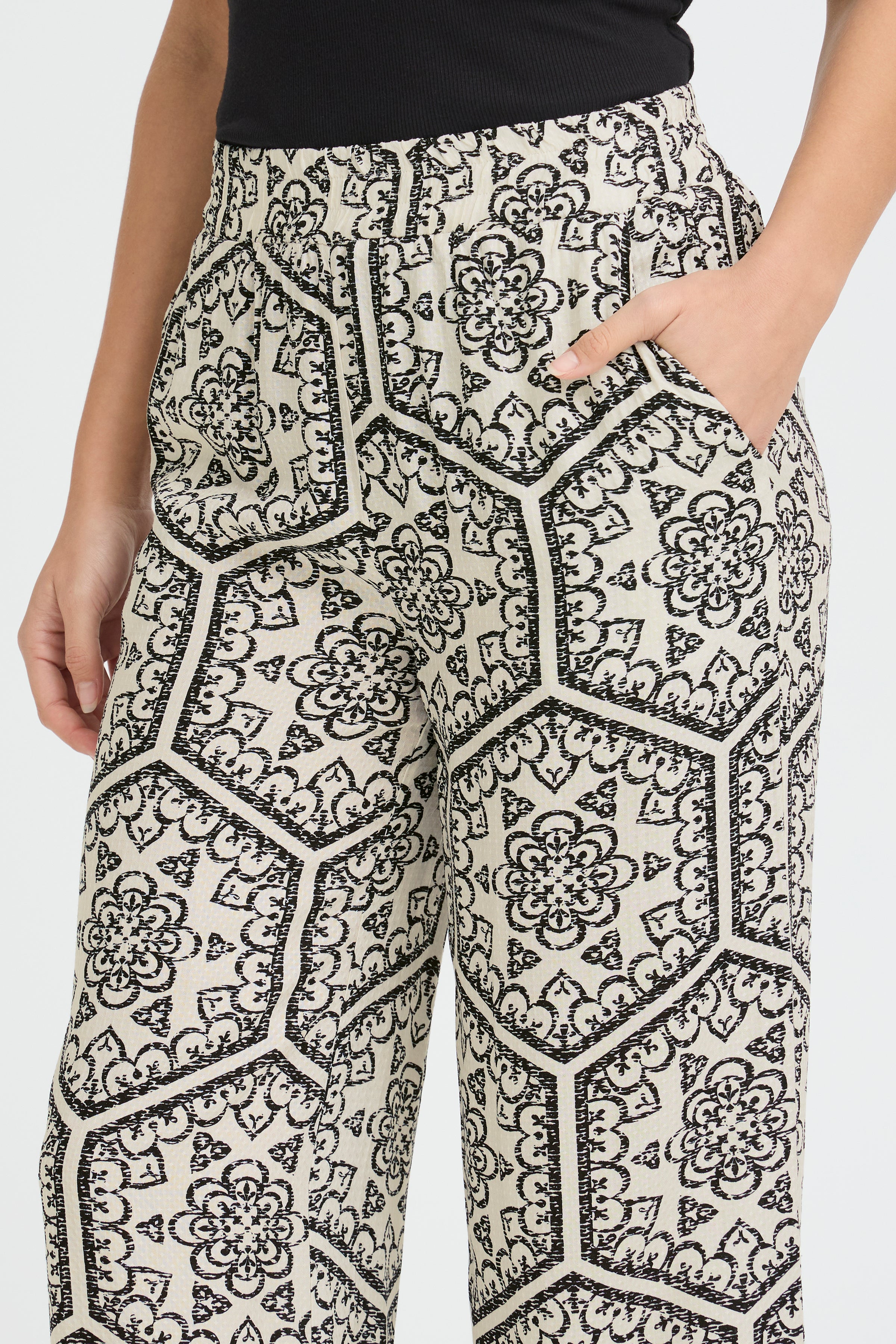 Fransa Oline Boho Print Wide Leg Trousers