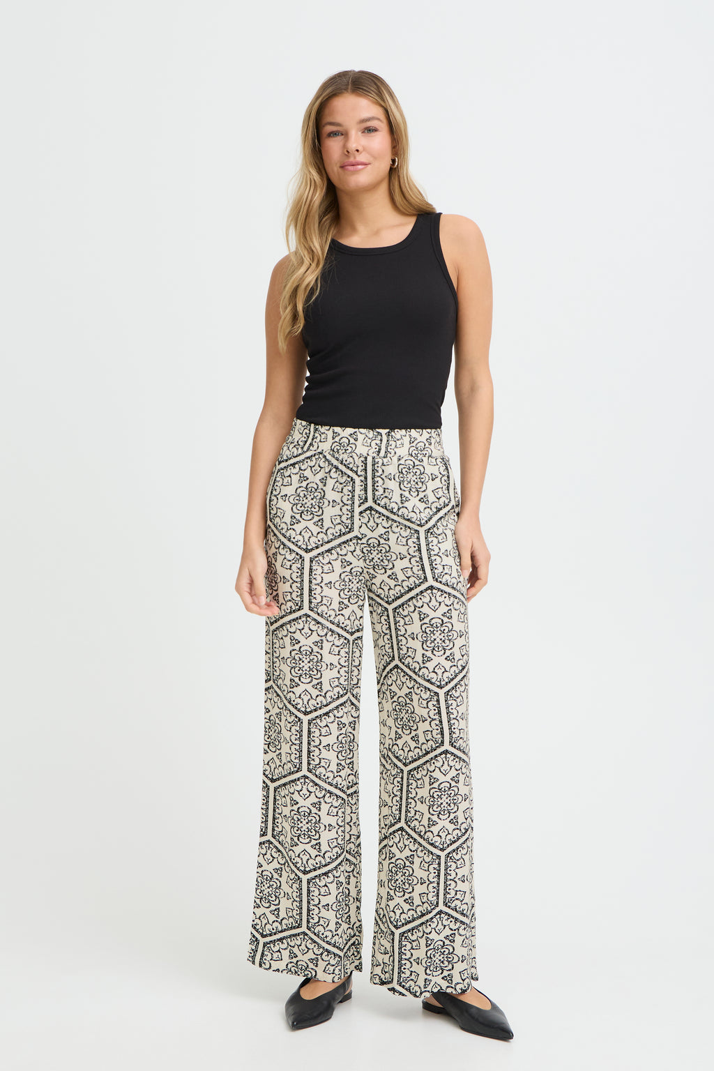 Fransa Oline Boho Print Wide Leg Trousers