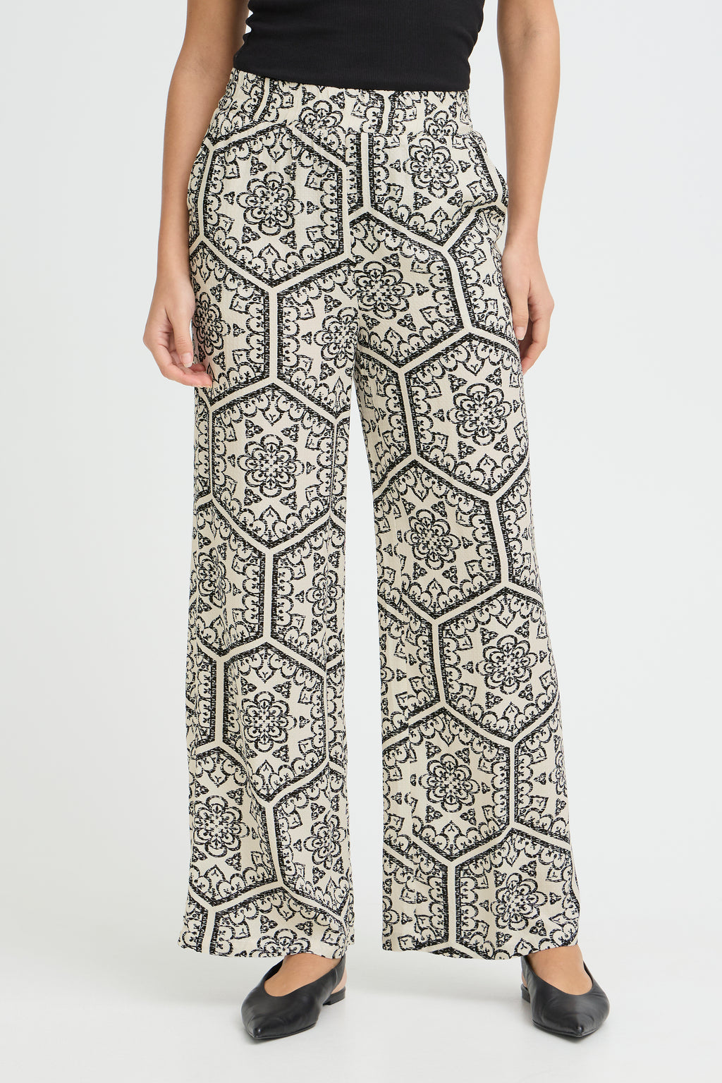 Fransa Oline Boho Print Wide Leg Trousers