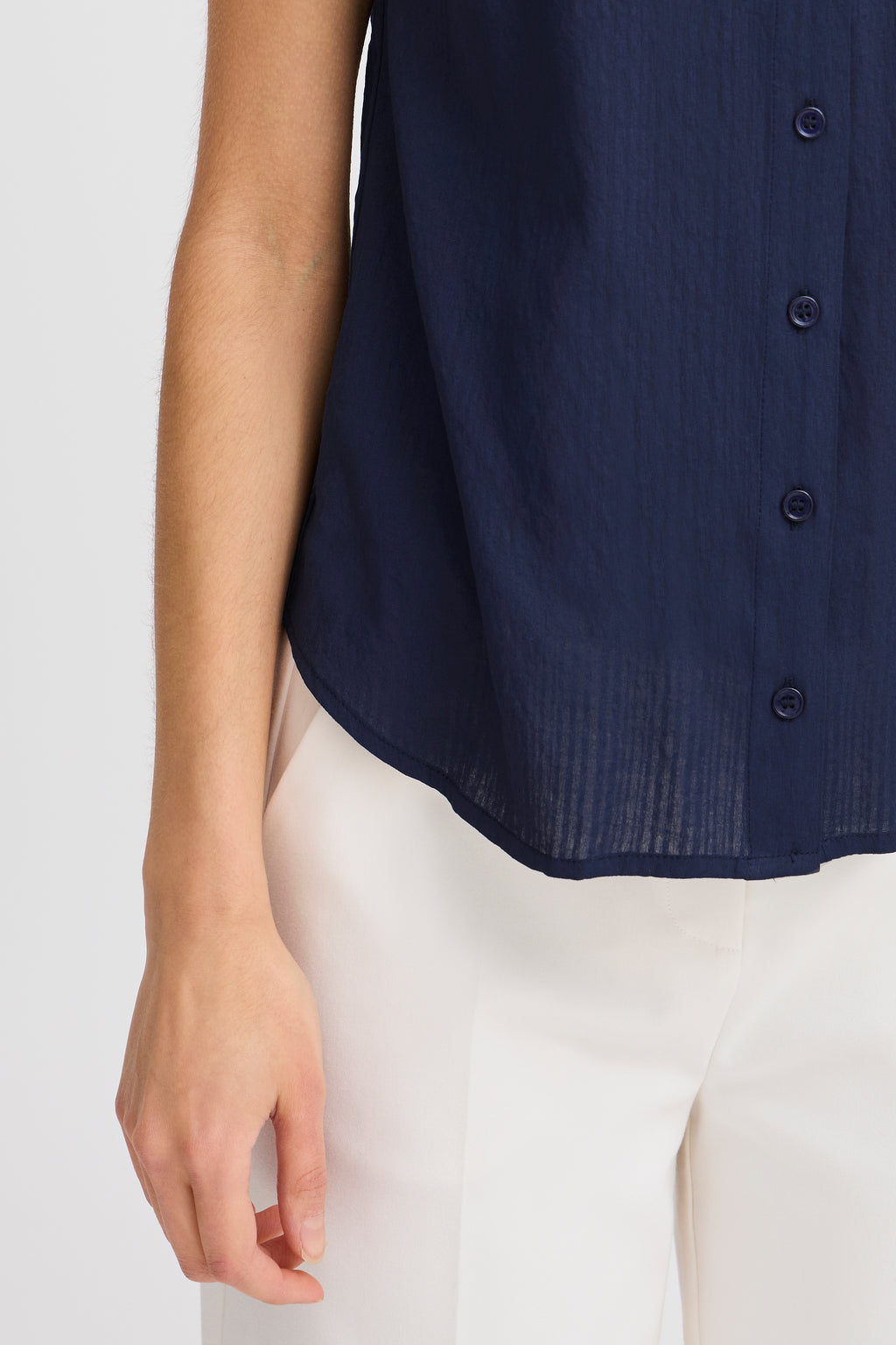 Fransa Vina Sleeveless Shirt - Navy