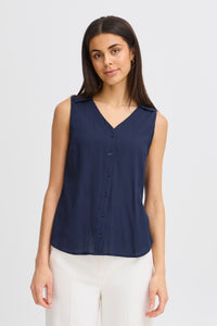 Fransa Vina Sleeveless Shirt - Navy