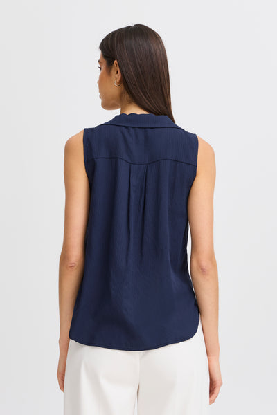 Fransa Vina Sleeveless Shirt - Navy