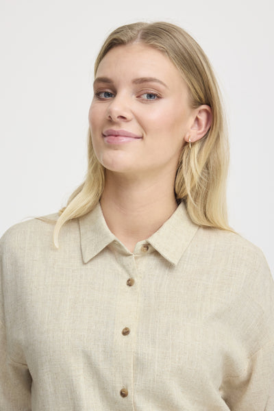 Fransa Juna Short Sleeve Linen Blend Shirt