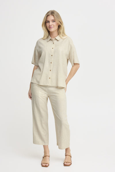 Fransa Juna Short Sleeve Linen Blend Shirt