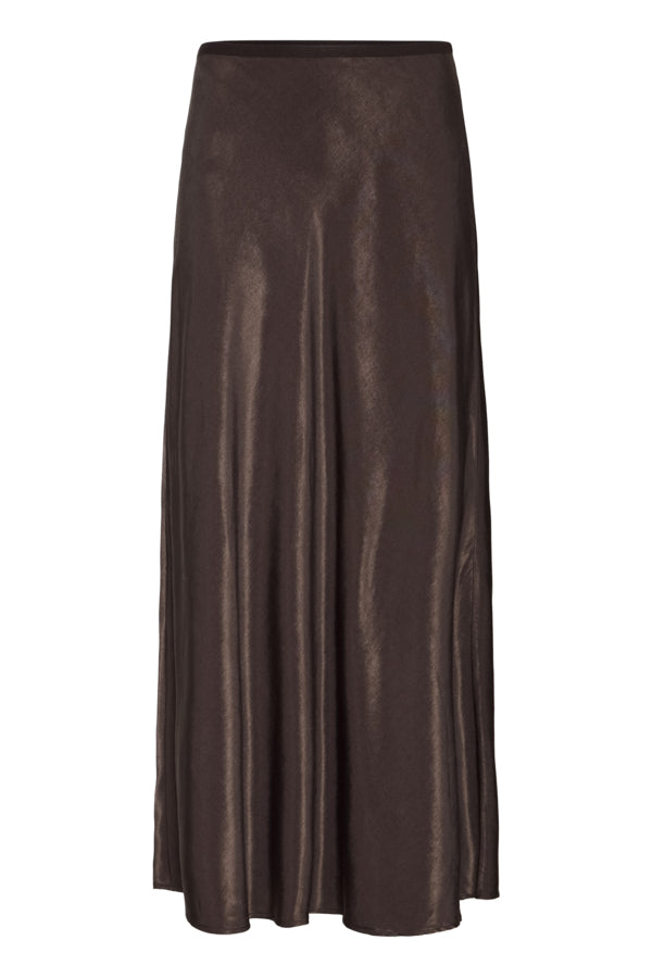 Fransa Shina Long Satin Bias Cut Midi Skirt