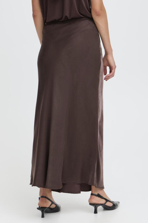 Fransa Shina Long Satin Bias Cut Midi Skirt