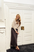 Fransa Shina Long Satin Bias Cut Midi Skirt