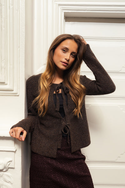 Fransa Rosanna Bow Tie Front Cardigan