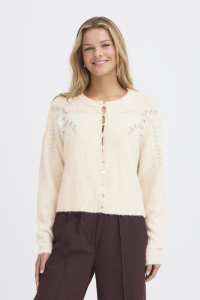 Fransa Kenda Floral Embellished Cardigan