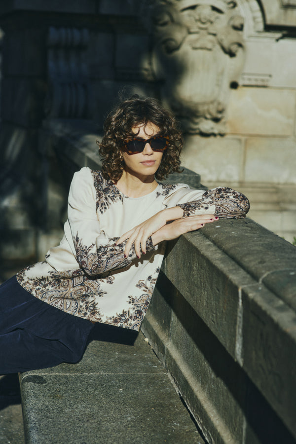 Fransa Adara Paisley Trim Blouse