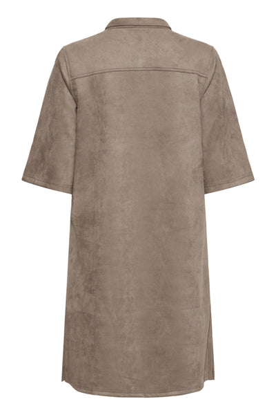 Fransa Suella Faux Suede Button Collar Dress