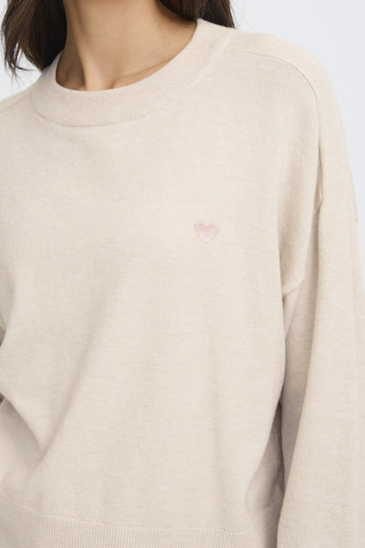 Fransa Melani Heart Motif Jumper - Pale Pink