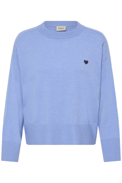 Fransa Melani Heart Motif Jumper - Pale Blue
