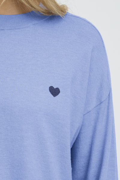 Fransa Melani Heart Motif Jumper - Pale Blue