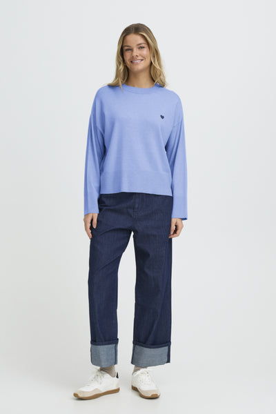 Fransa Melani Heart Motif Jumper - Pale Blue